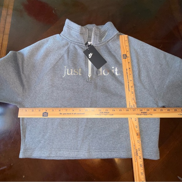 NEW Nike Funnel Sportswear Sweatshirt Women's M Crop LS Half Zip Shinny Logo - Picture 9 of 10